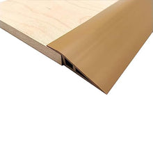 Load image into Gallery viewer, Yellow-brown PVC rubber threshold ramp strip bridging a 1 cm floor height difference between doorway and flooring for wheelchair and scooter access
