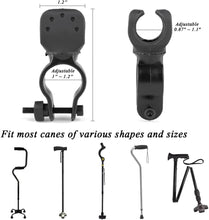 Load image into Gallery viewer, Cane Holder for Drive Rollator, Walker, Wheelchair - Universal Crutches Stick Bracket Accessories, 1" ID, 2 Pcs (A)