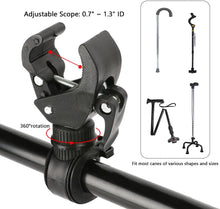 Load image into Gallery viewer, Cane Holder for Drive Rollator, Walker, Wheelchair - Universal Crutches Stick Bracket Accessories, 1" ID, 2 Pcs (A)