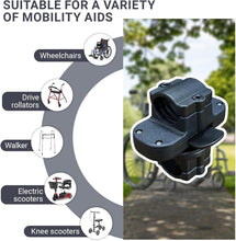 Load image into Gallery viewer, Cane Holder for Drive Rollator, Walker, Wheelchair - Universal Crutches Stick Bracket Accessories, 1" ID, 2 Pcs (A)