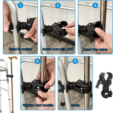 Load image into Gallery viewer, Cane Holder for Drive Rollator, Walker, Wheelchair - Universal Crutches Stick Bracket Accessories, 1" ID, 2 Pcs (A)