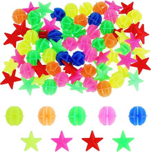 Load image into Gallery viewer, Kids’ bike spoke beads, 72-piece set, multicolor stars and rounds, clip-on wheel decorations.