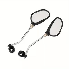 Load image into Gallery viewer, Black handlebar-mounted rear view mirror for bikes and mobility scooters.