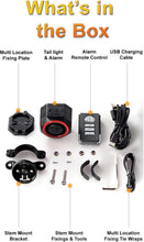 Load image into Gallery viewer, CushBike smart bike tail light – anti-theft, motion-activated alarm, USB charge, IPX5 waterproof, ideal for urban cycling.