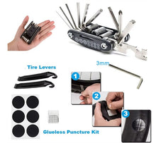 Load image into Gallery viewer, Bike Repair Tool Kits -Tire Puncture Repair Kit, Bike Multi-function Tool Kit With Portable Bike Bag