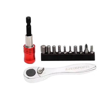 Load image into Gallery viewer, CushBike mini light portable alloy ratchet wrench bit set — compact cycling tool kit with metal case, lightweight and ideal for road, mountain and city bikes.