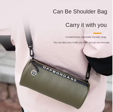 Load image into Gallery viewer, Bike handlebar pouch attached to the front frame, showing a rigid 3D shape and zippered opening.