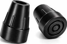 Load image into Gallery viewer, Close-up view of a black 19mm rubber ferrule cane tip made from durable material, designed to reduce slipping, absorb impact, and protect floors during everyday use