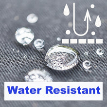 Load image into Gallery viewer, Close-up of water-resistant fabric with water droplets beading on the surface.
