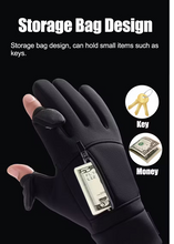 Load image into Gallery viewer, CushBike touchscreen bike gloves with flip‑top fingers – windproof winter cycling gloves with gel‑padded palms and touchscreen fingertips for outdoor riding.