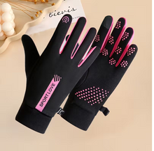 Load image into Gallery viewer, women’s outdoor warm bike gloves wind-resistant black pink
