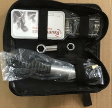 Load image into Gallery viewer, Bike repair tool kit with mini pump, puncture repair kit, hex keys, and tyre levers in a canvas pouch.