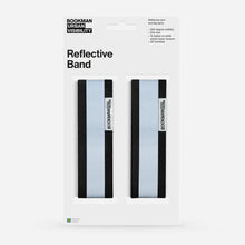 Load image into Gallery viewer, Bookman black reflective safety bands worn around the arms for improved cycling and outdoor visibility.