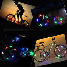 Load image into Gallery viewer, Bike rim lighting by CushBike – 5 colourful spoke LED lights for both wheels, high‑visibility safety enhancement for urban commuting and trail riding