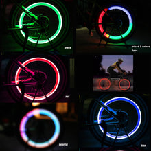 Load image into Gallery viewer, Bike rim lighting by CushBike – 5 colourful spoke LED lights for both wheels, high‑visibility safety enhancement for urban commuting and trail riding