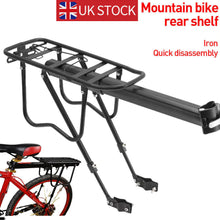 Load image into Gallery viewer, Heavy-duty aluminium rear bike rack for panniers and luggage, supports up to 65 kg.
