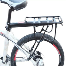 Load image into Gallery viewer, Heavy-duty aluminium rear bike rack for panniers and luggage, supports up to 65 kg.