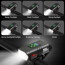 Load image into Gallery viewer, Rechargeable bicycle LED headlight and tail light combo.