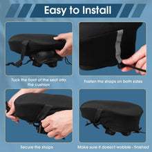 Load image into Gallery viewer, Comfortable padded bicycle saddle cover with gel cushioning, ideal for indoor and outdoor cycling, enhancing comfort for long rides.