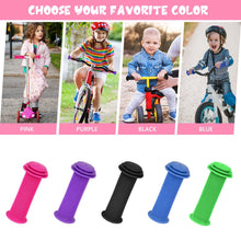 Load image into Gallery viewer, TPR kids bike handlebar grips, solid colour (black, blue, green, pink, purple), non-slip and universal fit for children’s bikes and balance bikes