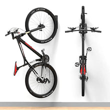 Load image into Gallery viewer, CushBike wall-mounted bike rack with 360° swivel – vertical hanger keeps bikes off the floor, saves space, organizes your garage, and provides quick, easy access for everyday use.