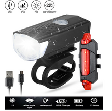 Load image into Gallery viewer, USB Rechargeable Waterproof Bike Head & Tail Light Kit