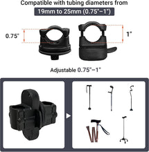 Load image into Gallery viewer, Cane Holder for Drive Rollator, Walker, Wheelchair - Universal Crutches Stick Bracket Accessories, 1" ID, 2 Pcs (A)
