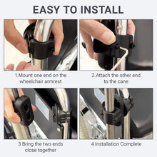 Load image into Gallery viewer, Cane Holder for Drive Rollator, Walker, Wheelchair - Universal Crutches Stick Bracket Accessories, 1" ID, 2 Pcs (A)
