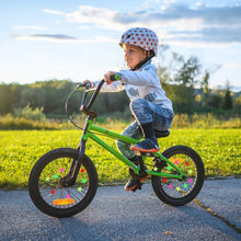 Load image into Gallery viewer, Kids’ bike spoke beads, 72-piece set, multicolor stars and rounds, clip-on wheel decorations.
