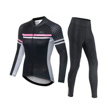 Load image into Gallery viewer, Women&#39;s bike wear- Black jersey (Top and Tights) for cycling
