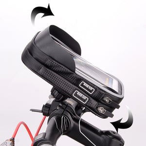 Bike Touch Screen phone holder with 360 Rotation, Waterproof Zipper, two pockets.
