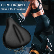 Load image into Gallery viewer, Wide Bike Seat Cushion, Soft Gel Bike Seat Cover for Men &amp; Women Comfort, Padded Bicycle Saddle for Stationary/Exercise/Mountain/Road Bike, Indoor Outdoor Cycling Class
