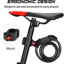 Load image into Gallery viewer, Bike Lock Cable, Combination Bicycle Lock 5 Digit 1.2m Long, Cycle Cable Lock with Code for Bikes E-Bike Mountain Bike Outdoor Scooter Ski. Bike Lock Combination.
