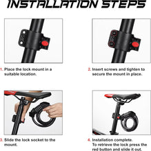 Load image into Gallery viewer, Bike Lock Cable, Combination Bicycle Lock 5 Digit 1.2m Long, Cycle Cable Lock with Code for Bikes E-Bike Mountain Bike Outdoor Scooter Ski. Bike Lock Combination.
