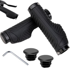 1 Pair Bike Handlebar Grips, Professional Mountain Bicycle Grips with Aluminum Lock Premium Anti-Slip Soft Rubber for 22.2mm for MTB BMX Mountain Road Bike E-Bike City, Allen Wrench Come With
