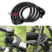 Load image into Gallery viewer, Bicycle Bike Coded Lock Spiral Steel Cable Anti-theft Combination Lock - Black
