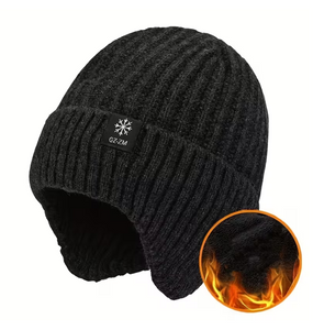 Bike Lovers Winter Knit Hat with Detachable Ear Flaps – Warm Beanie & Neckwarmer for Cyclists