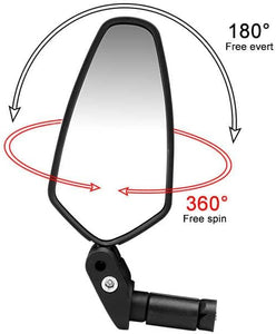 CUSHBIKE Rotatable Bicycle Rearview Mirror, Adjustable, Wide-Angle Handlebar Mirror for Safe Cycling