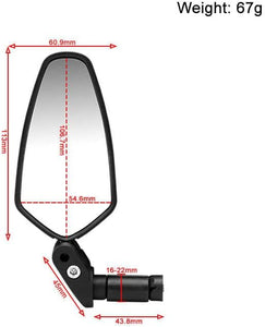 CUSHBIKE Rotatable Bicycle Rearview Mirror, Adjustable, Wide-Angle Handlebar Mirror for Safe Cycling