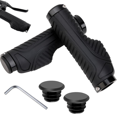 Soft Rubber Lock‑On Handlebar Grips (22.2 mm) for MTB, BMX & Urban Bikes – with Allen Wrench & Alloy Clamps