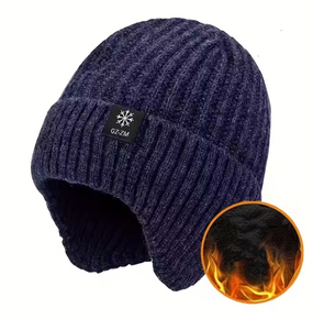 Bike Lovers Winter Knit Hat with Detachable Ear Flaps – Warm Beanie & Neckwarmer for Cyclists