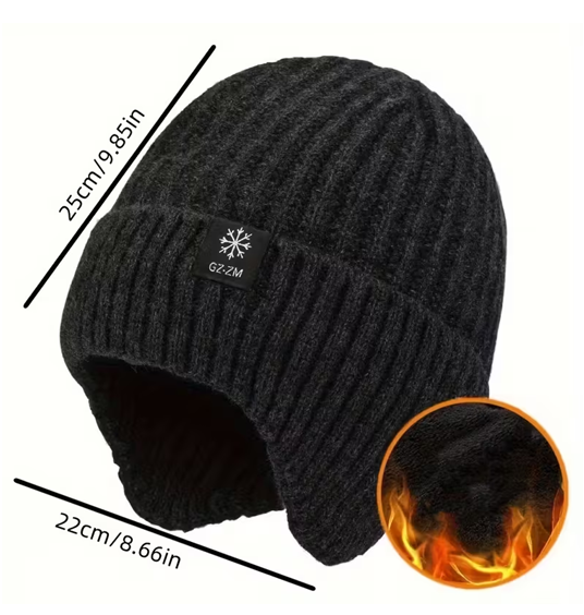Bike Lovers Winter Knit Hat with Detachable Ear Flaps – Warm Beanie & Neckwarmer for Cyclists