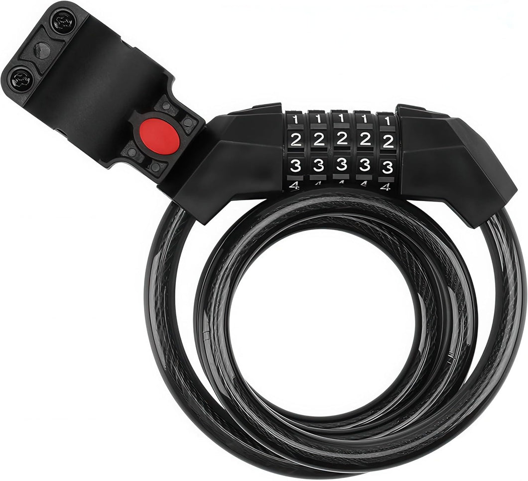 Secure 5‑Digit Bike Cable Lock 1.2 m for Mountain, E‑Bike & Scooter