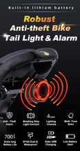 Load image into Gallery viewer, CushBike smart bike tail light – anti-theft, motion-activated alarm, USB charge, IPX5 waterproof, ideal for urban cycling.

