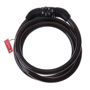 Bicycle Bike Coded Lock Spiral Steel Cable Anti-theft Combination Lock - Black