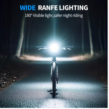 Load image into Gallery viewer, USB-C rechargeable bike horn with powerful 120dB alert and bright front safety light
