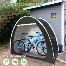 Load image into Gallery viewer, Outdoor bike storage tent protecting bicycle from rain and sun in garden
