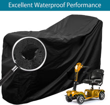 Load image into Gallery viewer, Heavy‑duty outdoor mobility scooter cover — weather‑resistant, heavy duty fabric, fits standard 3‑ or 4‑wheel scooters, protects from rain, dust and UV.

