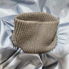 Load image into Gallery viewer, Elastic knitted cuff on a mobility scooter tiller cover, showing snug ribbed fabric opening attached to waterproof grey material for weather protection.
