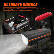 Load image into Gallery viewer, LED Front and Back Bicycle Lights – Rechargeable Safety Kit
